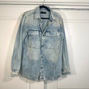 Light Wash Oversized Denim 100% Cotton Jacket Shacket - Small